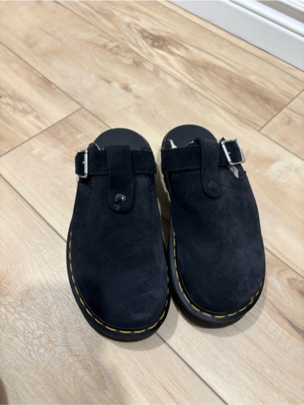 Dr. Martens Zebzag Suede Fleece-Lined Platform Mules. - Picture 4 of 9
